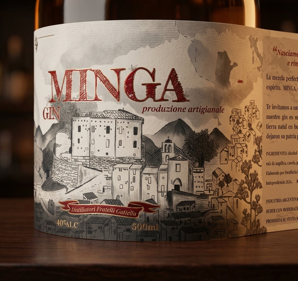 Minga Label Minga Gin | Gin Artesanal Argentino con Herencia Italiana